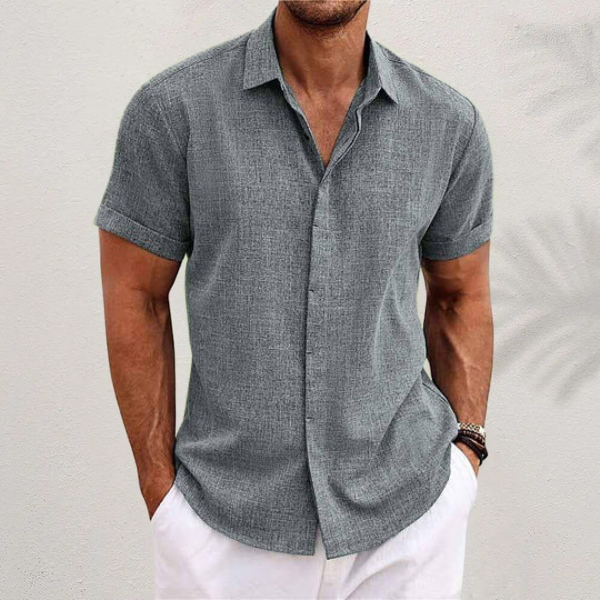Men's Breathable Short Sleeve Dress Shirt – Lightweight Cotton Blend Button-Up for Summer Casual Wear & Office | Thomler