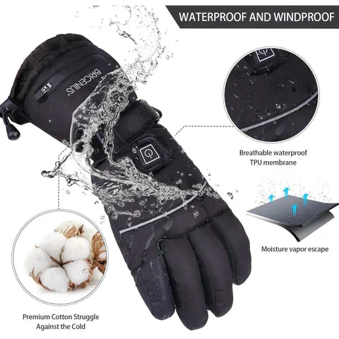 Battery-Powered Heated Winter Gloves with 3 Heat Settings – USB Rechargeable Hand Warmers for Skiing, Snow Sports & Cold Weather Work | Thomler