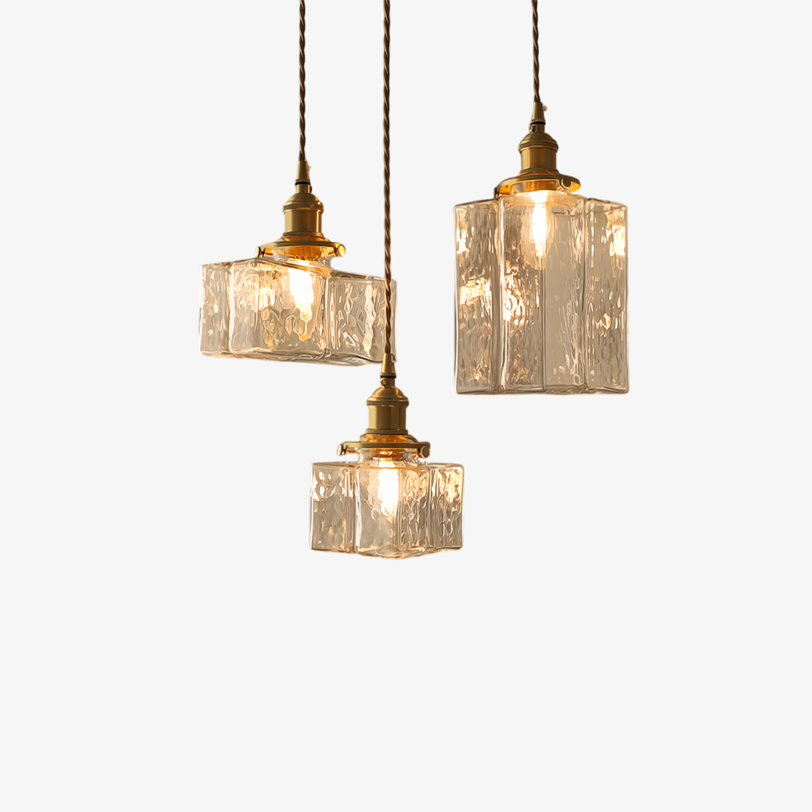 Pendant Light Textured Glass 28.0 cm Brass Kitchen Island Dining Room Hanging Ceiling Lamp Vintage E27 | Thomler