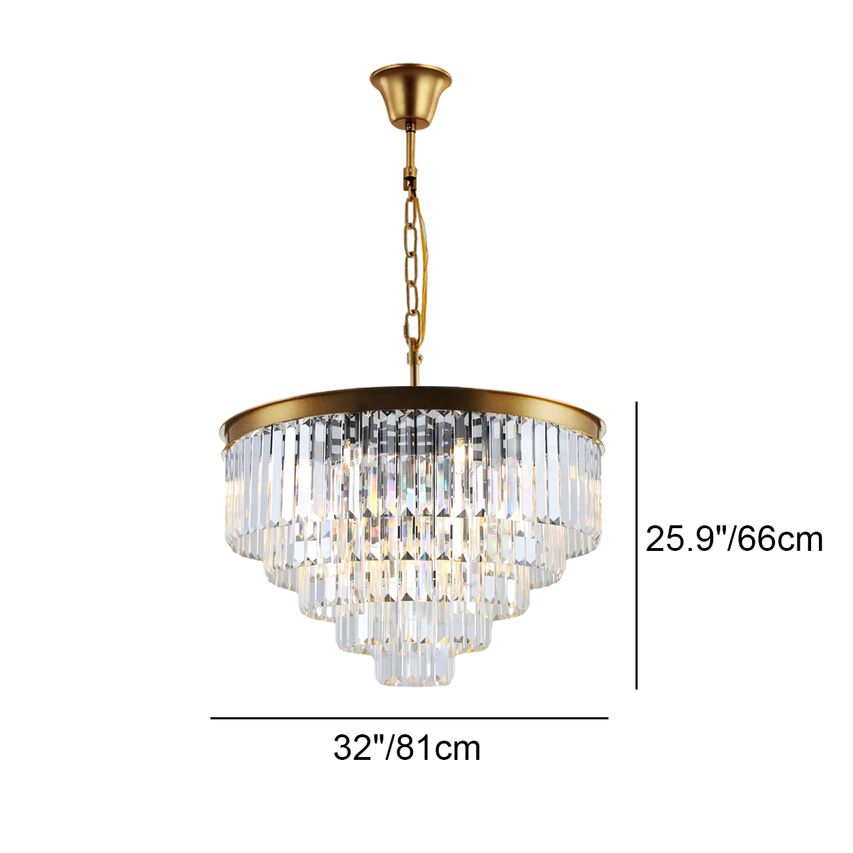 Tiered Crystal Chandelier with Cascading Glass Rods – Multi-Level Statement Lighting for Dining Room & Foyer – Brass, Black & Nickel Finish | Thomler