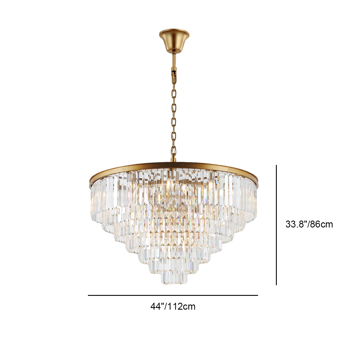 Tiered Crystal Chandelier with Cascading Glass Rods – Multi-Level Statement Lighting for Dining Room & Foyer – Brass, Black & Nickel Finish | Thomler