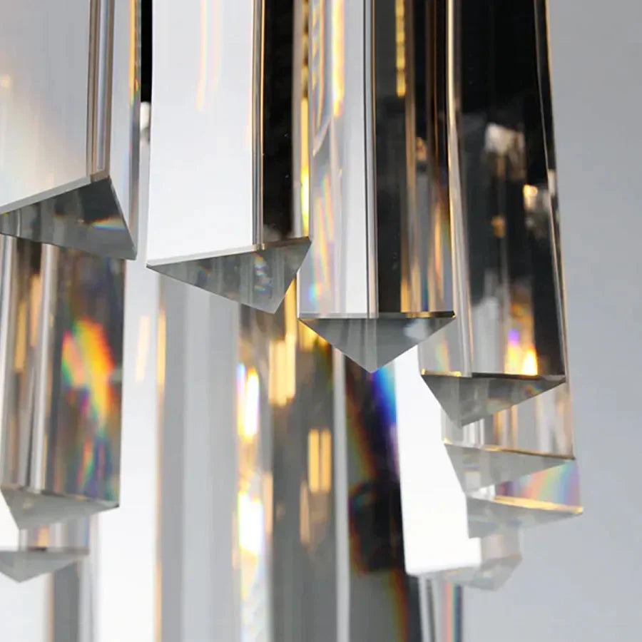 Tiered Crystal Chandelier with Cascading Glass Rods – Multi-Level Statement Lighting for Dining Room & Foyer – Brass, Black & Nickel Finish | Thomler