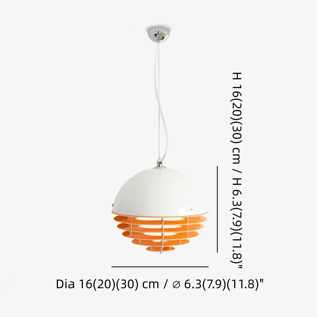 Pendant Light Glass Dome 12 in White Orange Klein Blue Dining Room Living Area Ambient Lighting Artistic Modern | Thomler