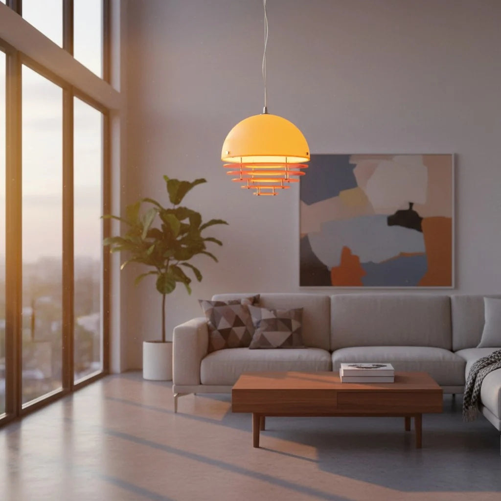 Pendant Light Glass Dome 12 in White Orange Klein Blue Dining Room Living Area Ambient Lighting Artistic Modern | Thomler