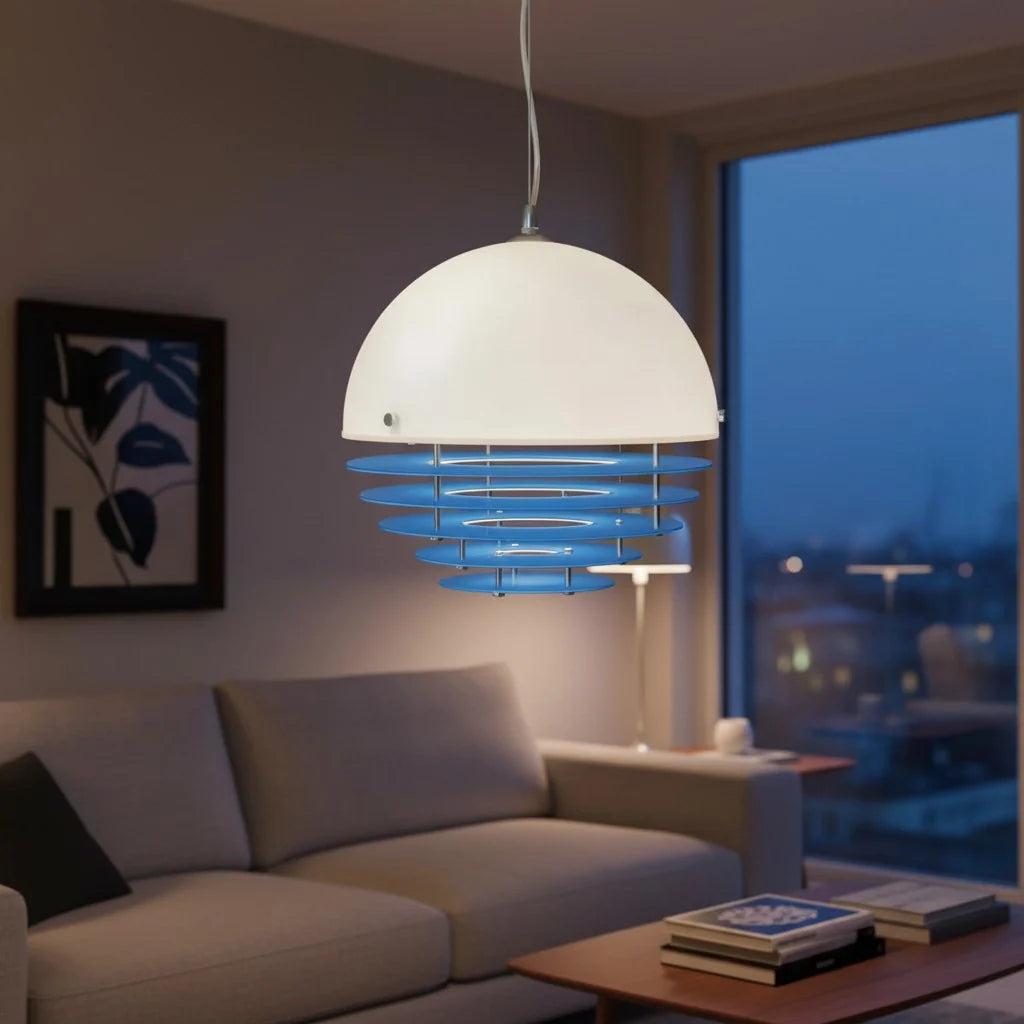 Pendant Light Glass Dome 12 in White Orange Klein Blue Dining Room Living Area Ambient Lighting Artistic Modern | Thomler