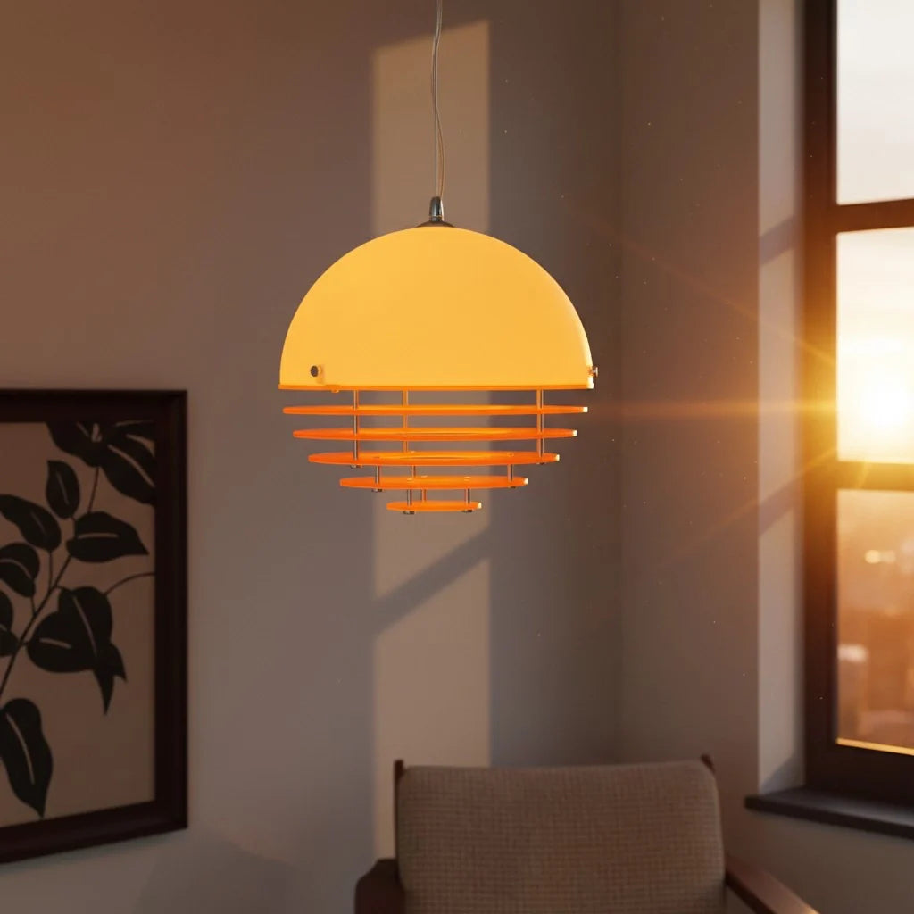 Pendant Light Glass Dome 12 in White Orange Klein Blue Dining Room Living Area Ambient Lighting Artistic Modern | Thomler