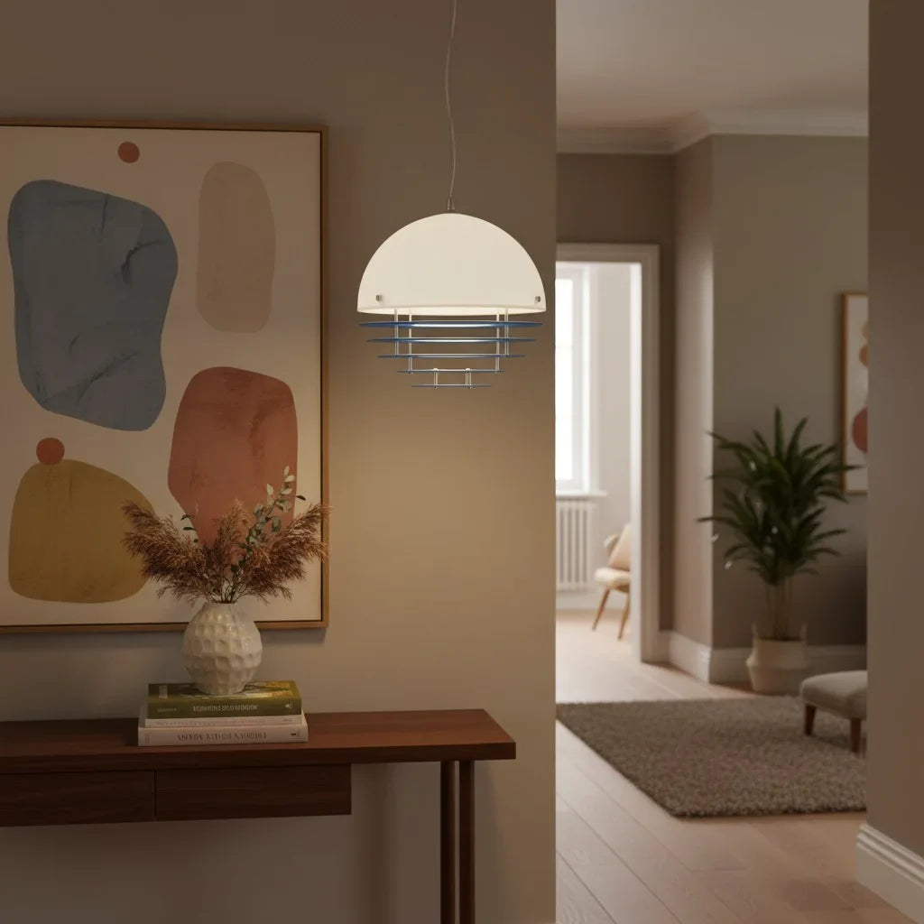 Pendant Light Glass Dome 12 in White Orange Klein Blue Dining Room Living Area Ambient Lighting Artistic Modern | Thomler