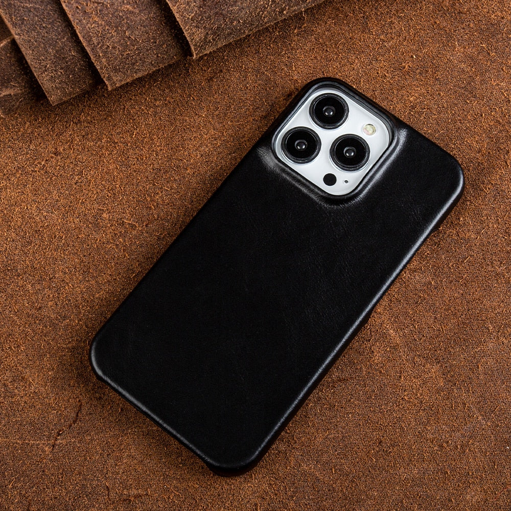 Wax-Finished Genuine Leather iPhone Case with MagSafe Compatibility for iPhone 13, 14, 15, 16 Series | Protective Slim-Fit Cover | Thomler