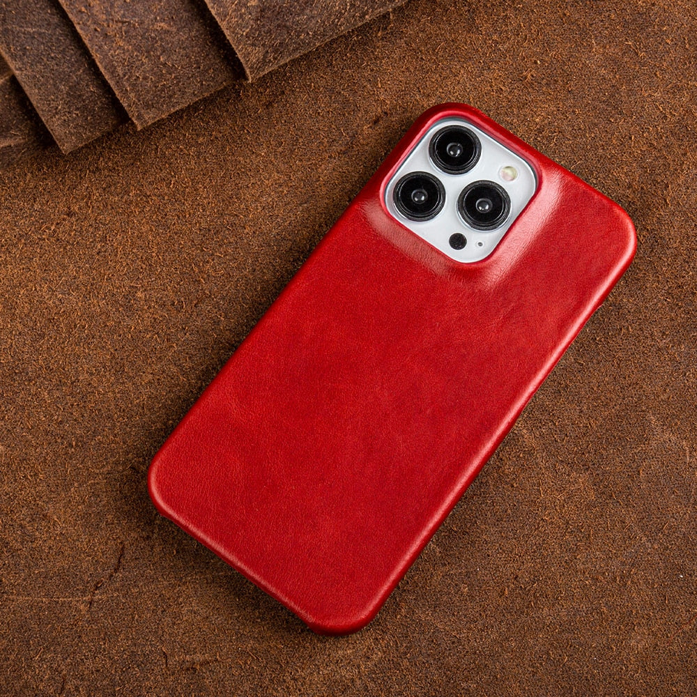 Wax-Finished Genuine Leather iPhone Case with MagSafe Compatibility for iPhone 13, 14, 15, 16 Series | Protective Slim-Fit Cover | Thomler