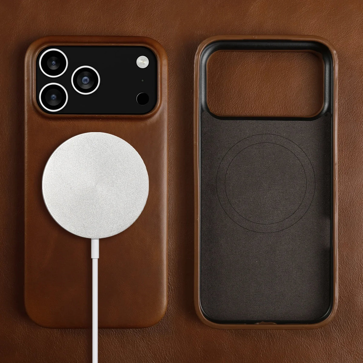 Premium Full-Grain Leather iPhone Case with MagSafe – Shock-Absorbent Protection for iPhone 11-17 Models | Thomler