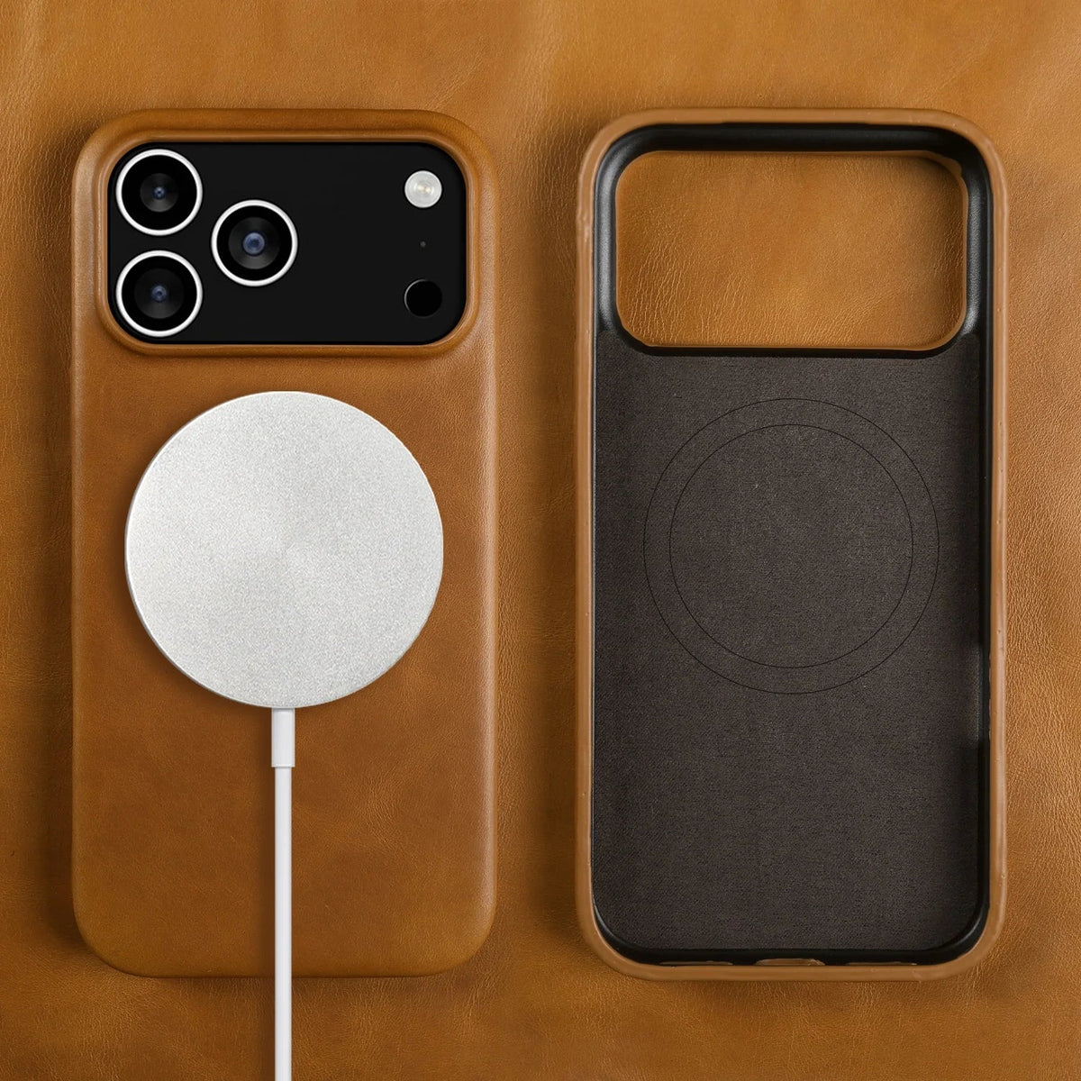 Premium Full-Grain Leather iPhone Case with MagSafe – Shock-Absorbent Protection for iPhone 11-17 Models | Thomler