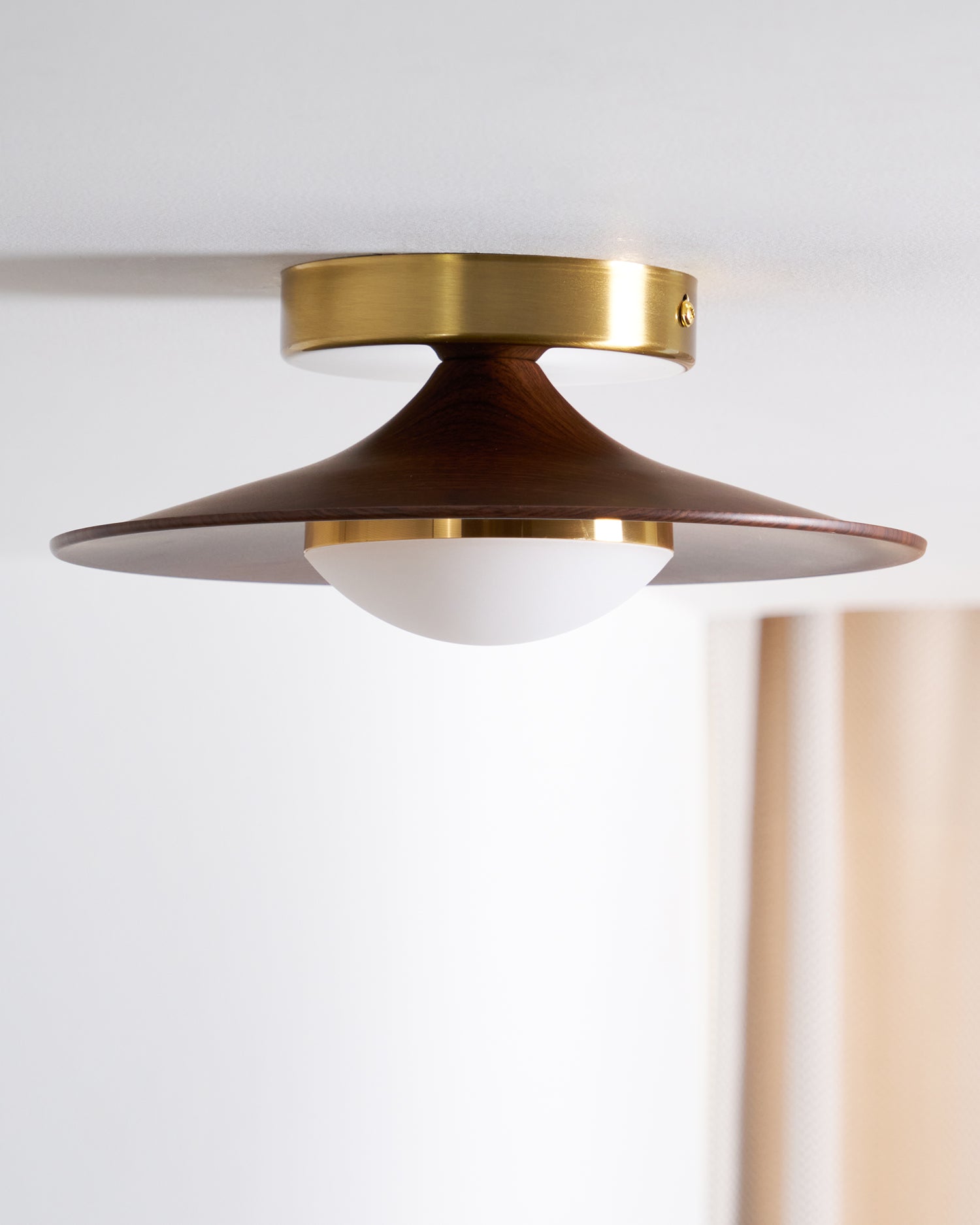 Ceiling Lamp Metal Wood 9.4 in Walnut Indoor Modern Dining Kitchen Lighting Fixture | Thomler