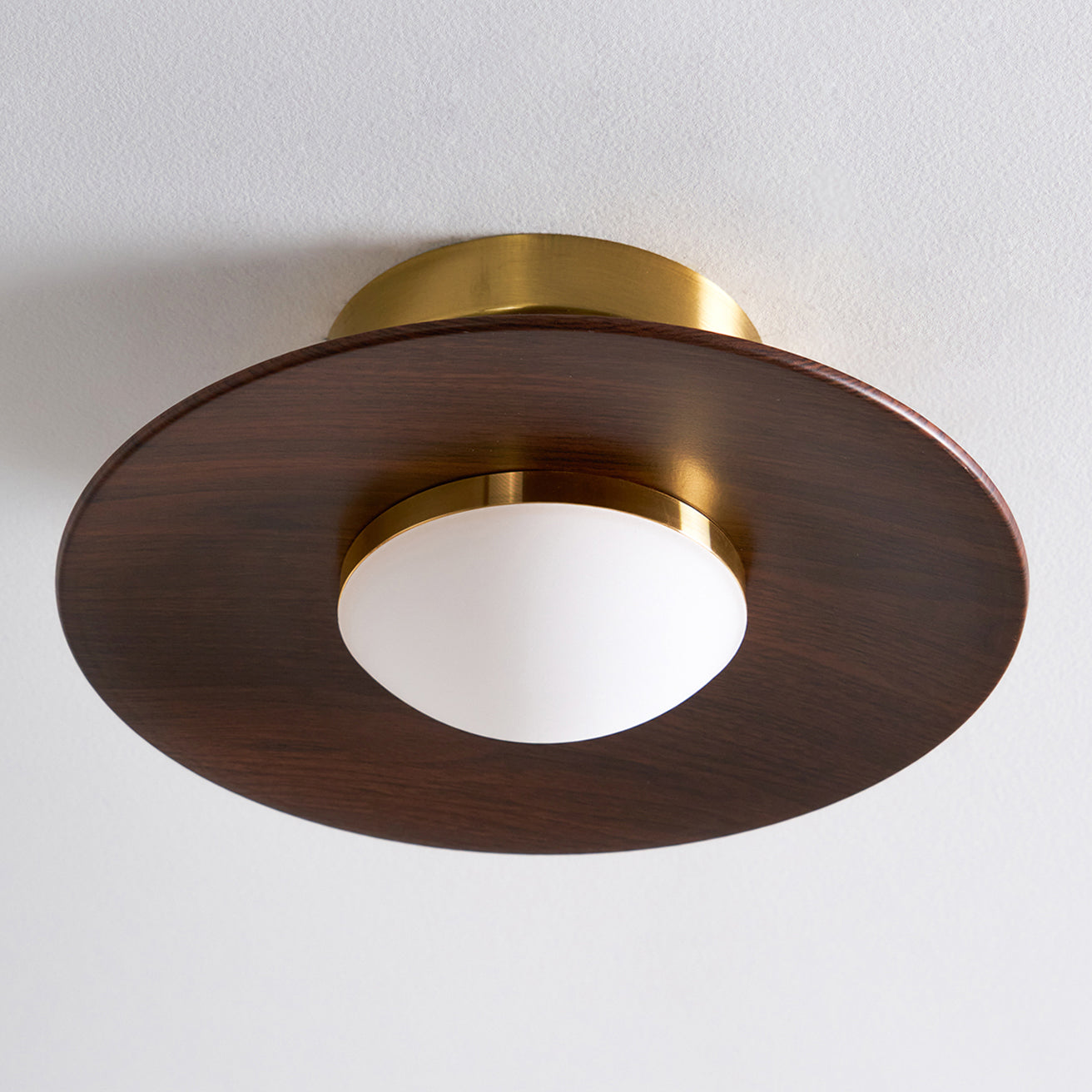 Ceiling Lamp Metal Wood 9.4 in Walnut Indoor Modern Dining Kitchen Lighting Fixture | Thomler