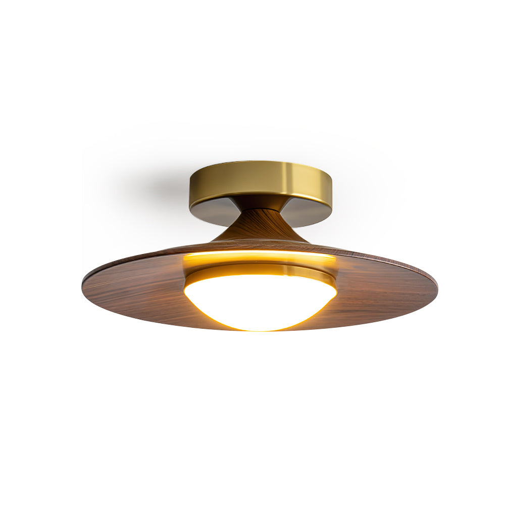 Ceiling Lamp Metal Wood 9.4 in Walnut Indoor Modern Dining Kitchen Lighting Fixture | Thomler