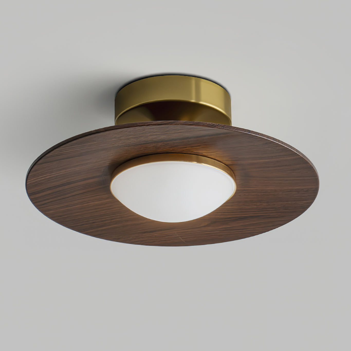 Ceiling Lamp Metal Wood 9.4 in Walnut Indoor Modern Dining Kitchen Lighting Fixture | Thomler