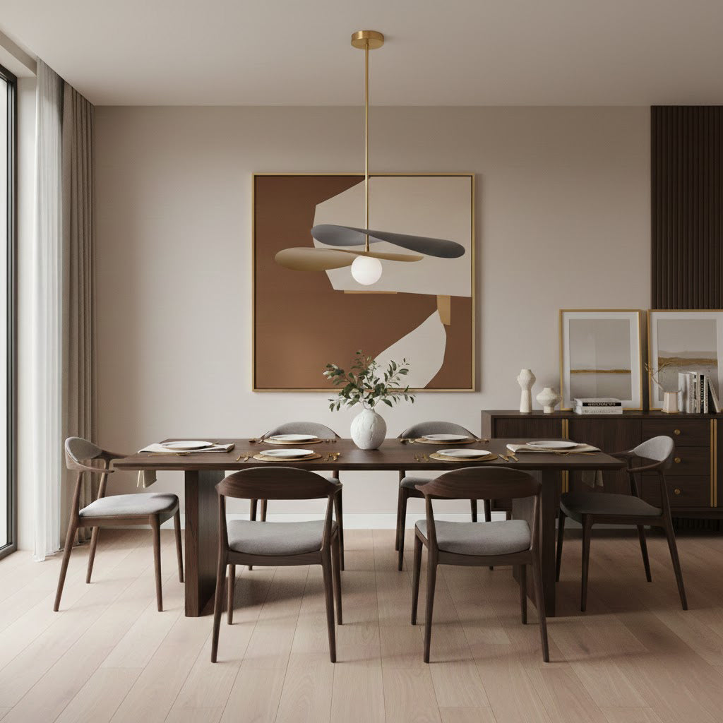Pendant Light Metal Glass 21.7 in Ceiling Dining Room Kitchen Modern Mid Century Hanging Fixture | Thomler