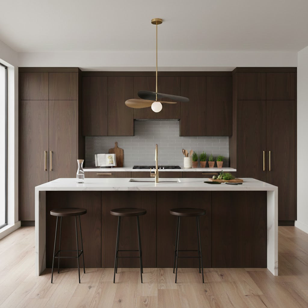 Pendant Light Metal Glass 21.7 in Ceiling Dining Room Kitchen Modern Mid Century Hanging Fixture | Thomler