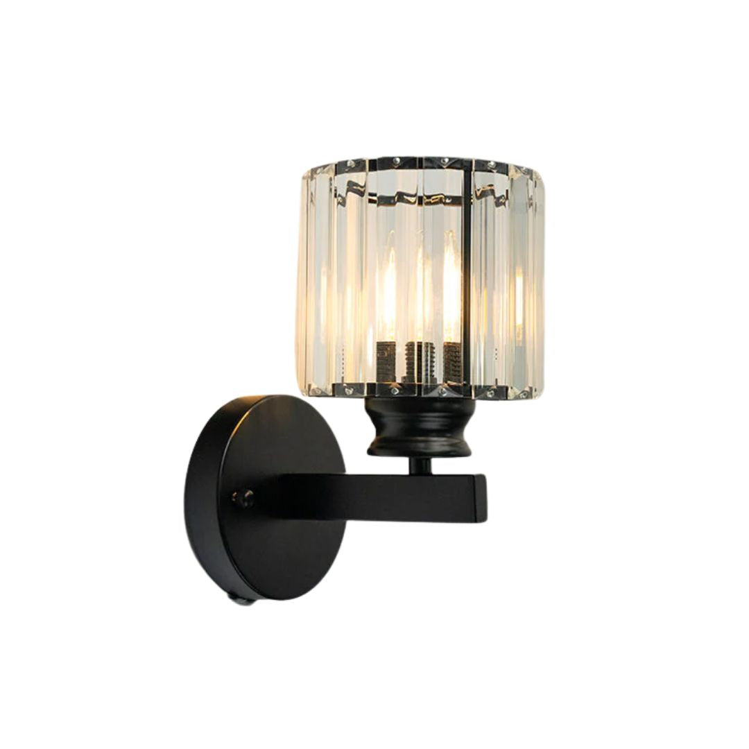 Wall Lamp Glass Metal 24.0 cm Black Bedroom Hallway Living Room Accent Lighting Fixture | Thomler