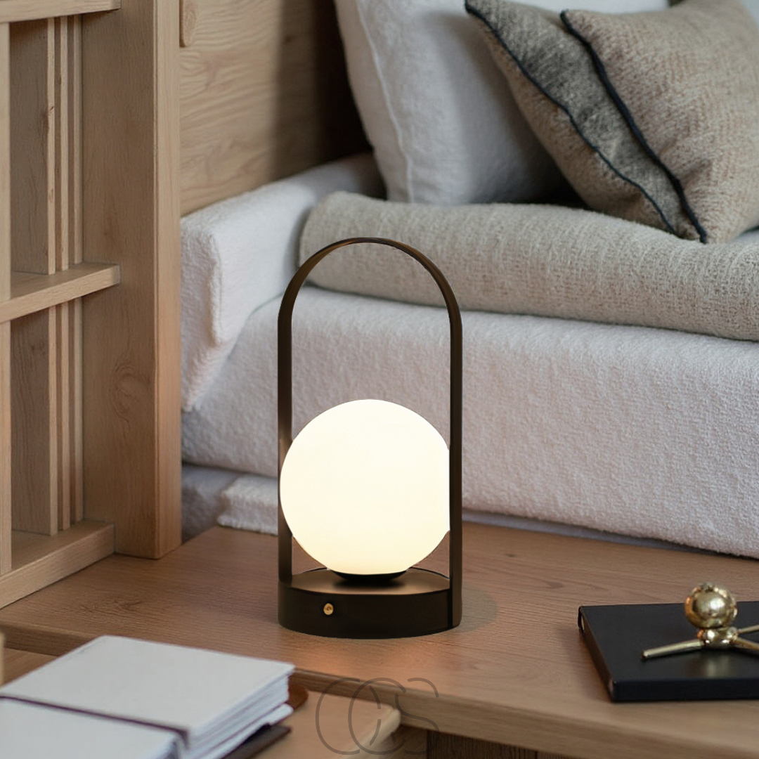 Cordless LED Sphere Table Lamp – Touch Dimming, Rechargeable USB Night Light for Bedroom Living Room Patio – Portable Indoor Outdoor | Thomler