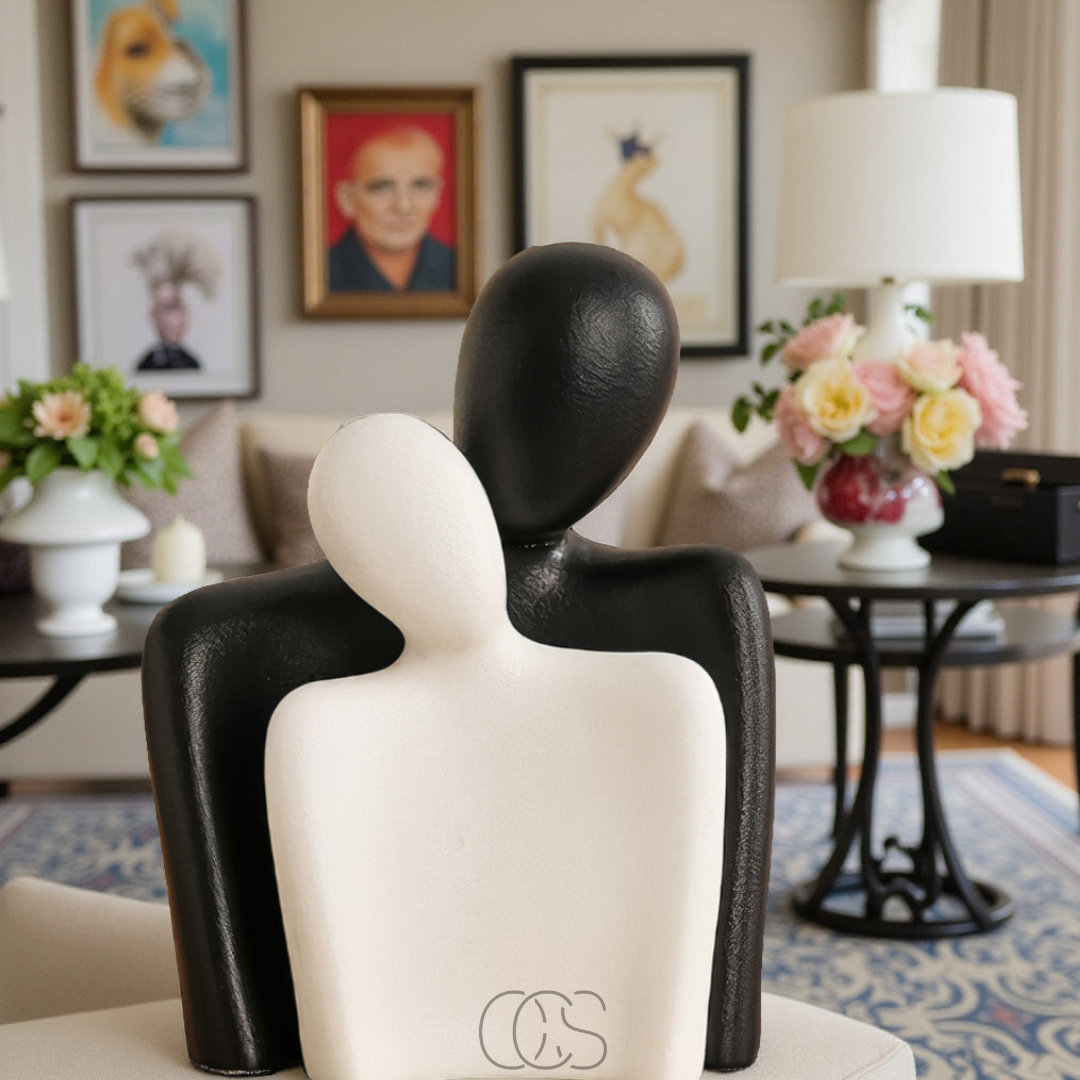 Embracing Couple Figurine – Ceramic Love Sculpture for Home Decor & Anniversary Gifts – Modern Minimalist Art Statue for Bedroom, Living | Thomler