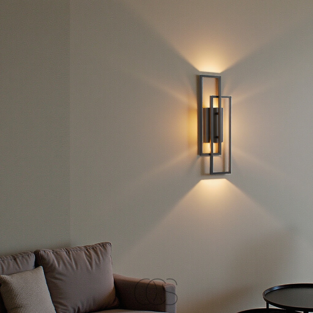 Wall Lamp Aluminium 40.0 cm Matte Black Bedroom Hallway Integrated LED Geometric Warm White Accent Lighting | Thomler