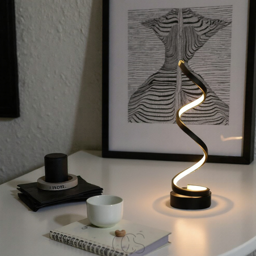 Spiral LED Table Lamp with 3 Color Temperatures & Touch Control for Bedroom, Office & Living Room | Thomler