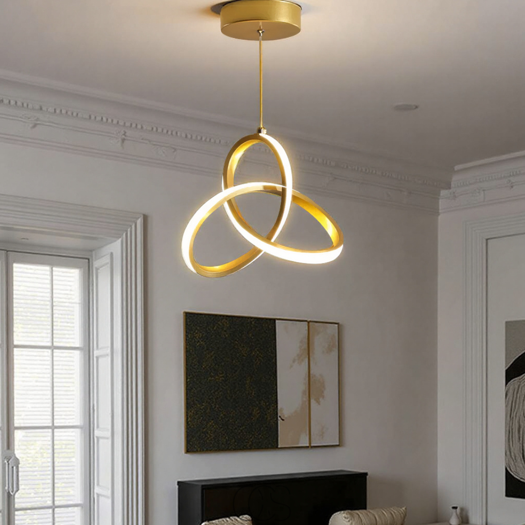 Geometric LED Pendant Light | Adjustable Color Temperature | Modern Aluminum & Acrylic Ceiling Fixture for Dining Room, Kitchen & Living | Thomler
