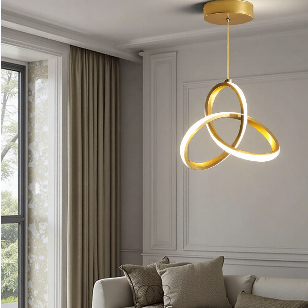 Geometric LED Pendant Light | Adjustable Color Temperature | Modern Aluminum & Acrylic Ceiling Fixture for Dining Room, Kitchen & Living | Thomler