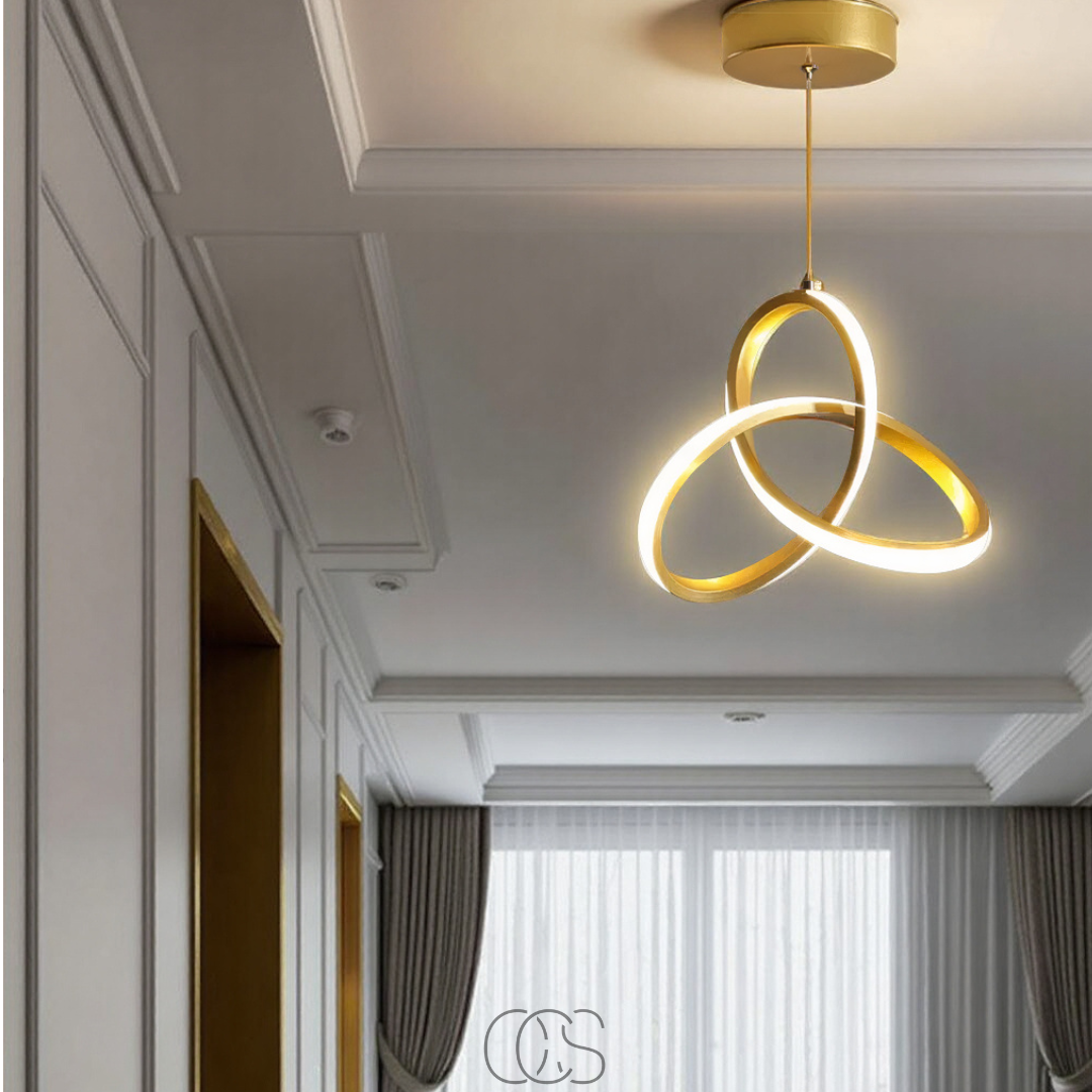 Geometric LED Pendant Light | Adjustable Color Temperature | Modern Aluminum & Acrylic Ceiling Fixture for Dining Room, Kitchen & Living | Thomler