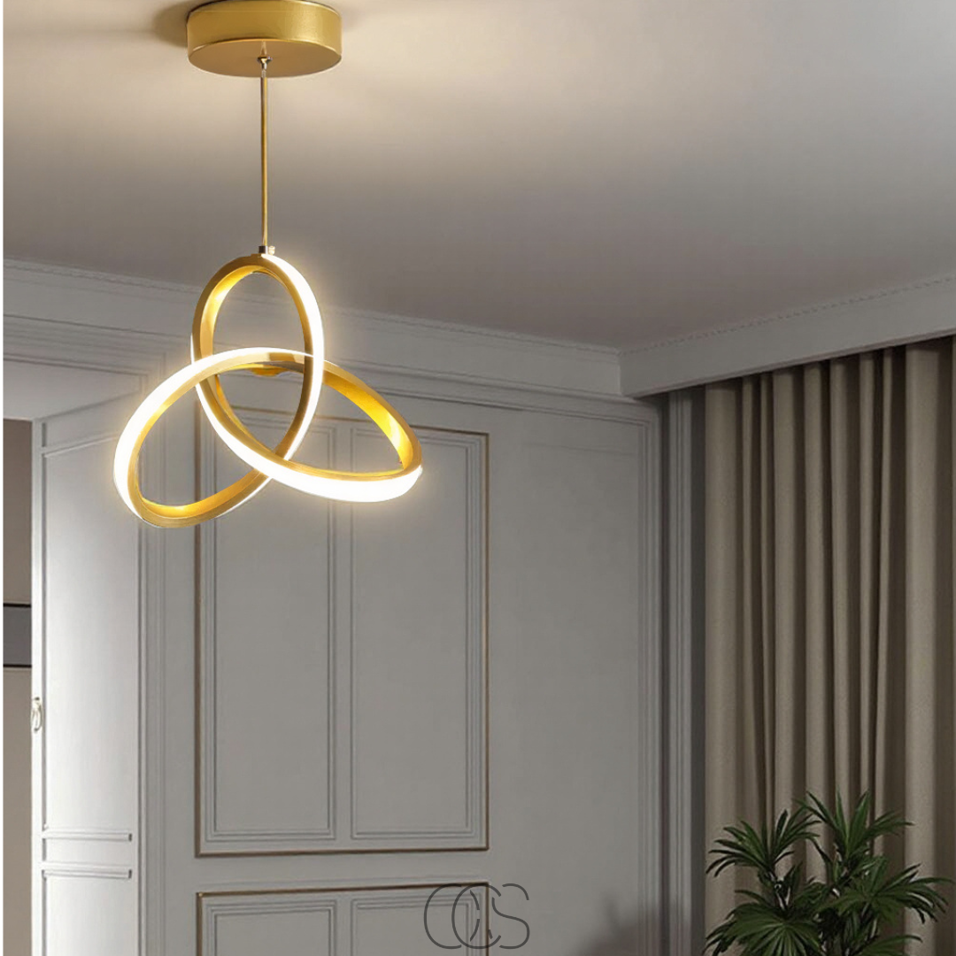 Geometric LED Pendant Light | Adjustable Color Temperature | Modern Aluminum & Acrylic Ceiling Fixture for Dining Room, Kitchen & Living | Thomler