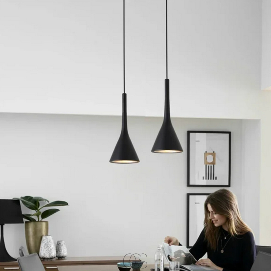 Nordic Hanging Pendant Light with Adjustable Cord, E27 Socket, Iron & Aluminum Construction for Living Room, Bedroom, Hallway | Thomler