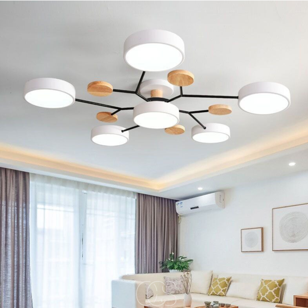 Round Multi-Light LED Ceiling Fixture – Metal Flush Mount Lamp with Integrated Bulbs, Even Ambient Lighting for Living Room, Dining Room | Thomler