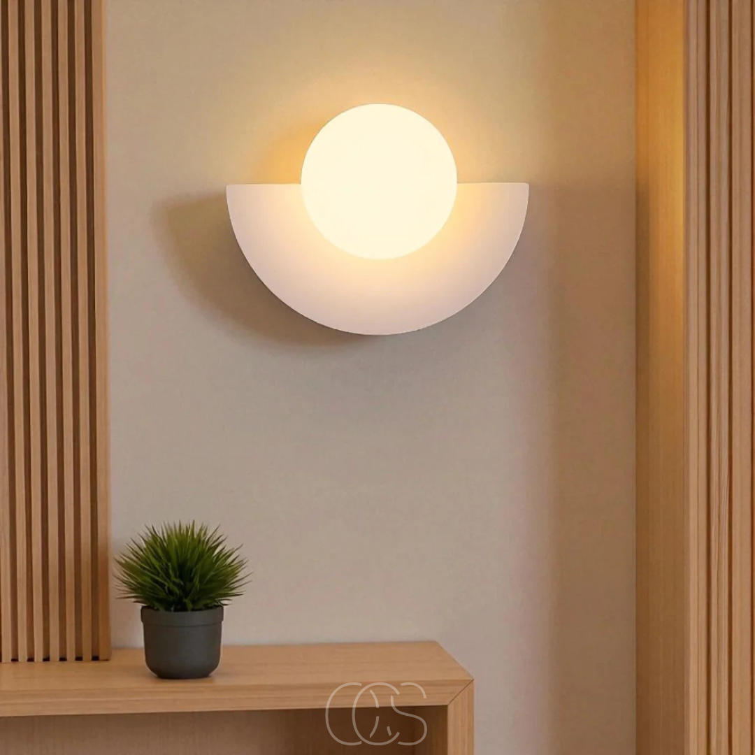 Dimmable Half-Round LED Wall Sconce – Scandinavian Style Fixture for Living Room, Bedroom, Hallway – Modern Minimalist Accent Lighting | Thomler