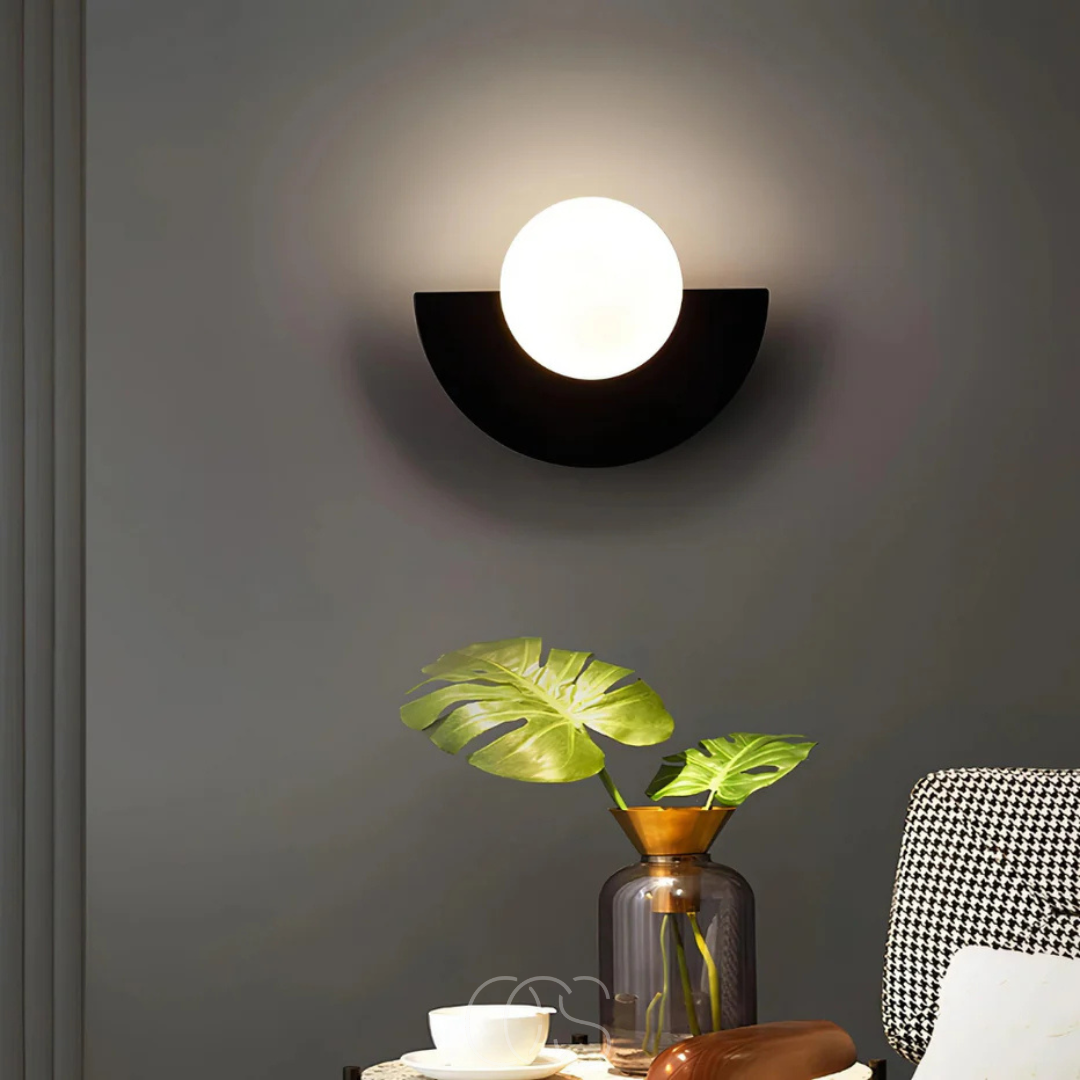 Dimmable Half-Round LED Wall Sconce – Scandinavian Style Fixture for Living Room, Bedroom, Hallway – Modern Minimalist Accent Lighting | Thomler
