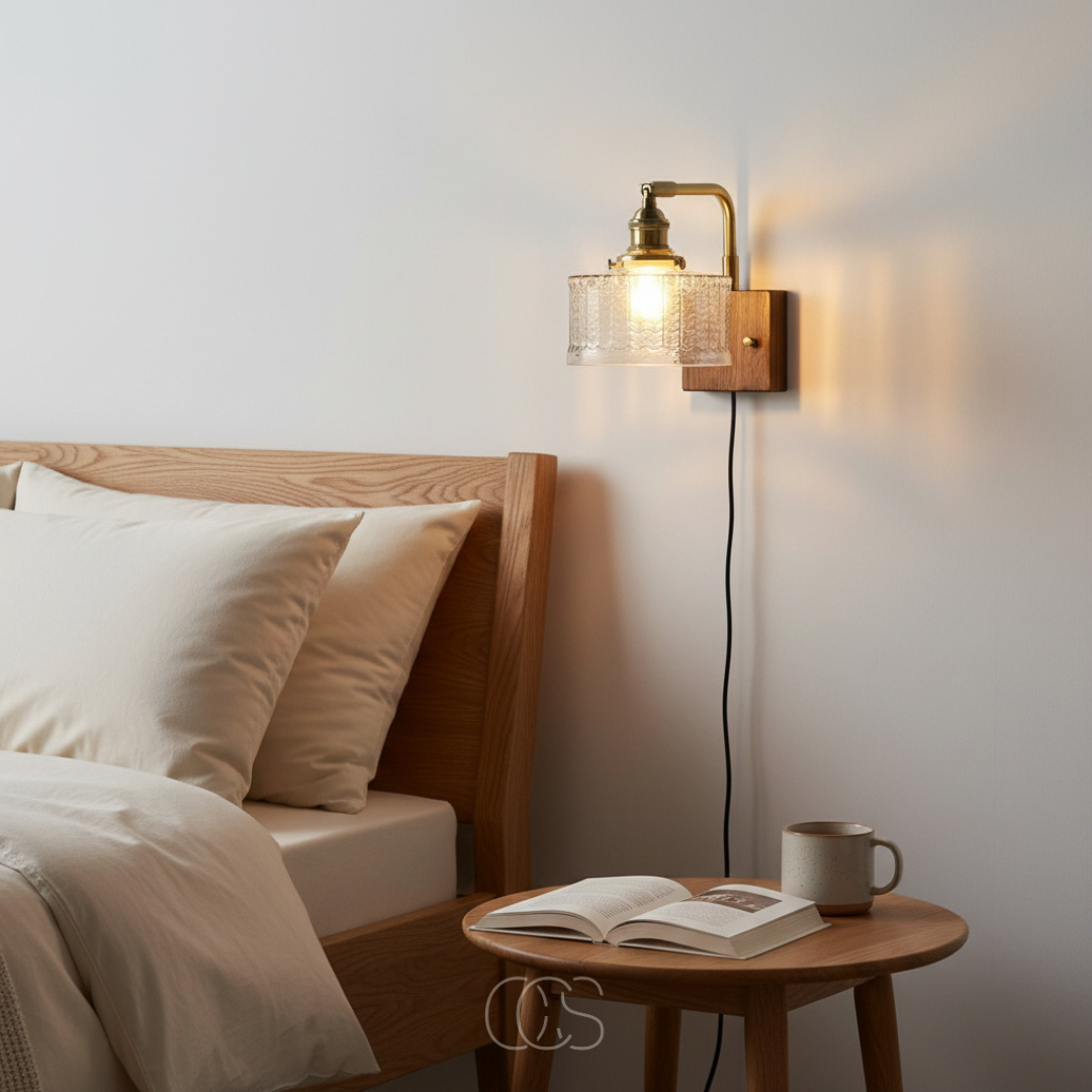 Classic Wall Sconce with Glass Shade & Metal Frame for Living Room, Bedroom & Hallway - Vintage-Style LED Compatible Fixture for Home Decor | Thomler