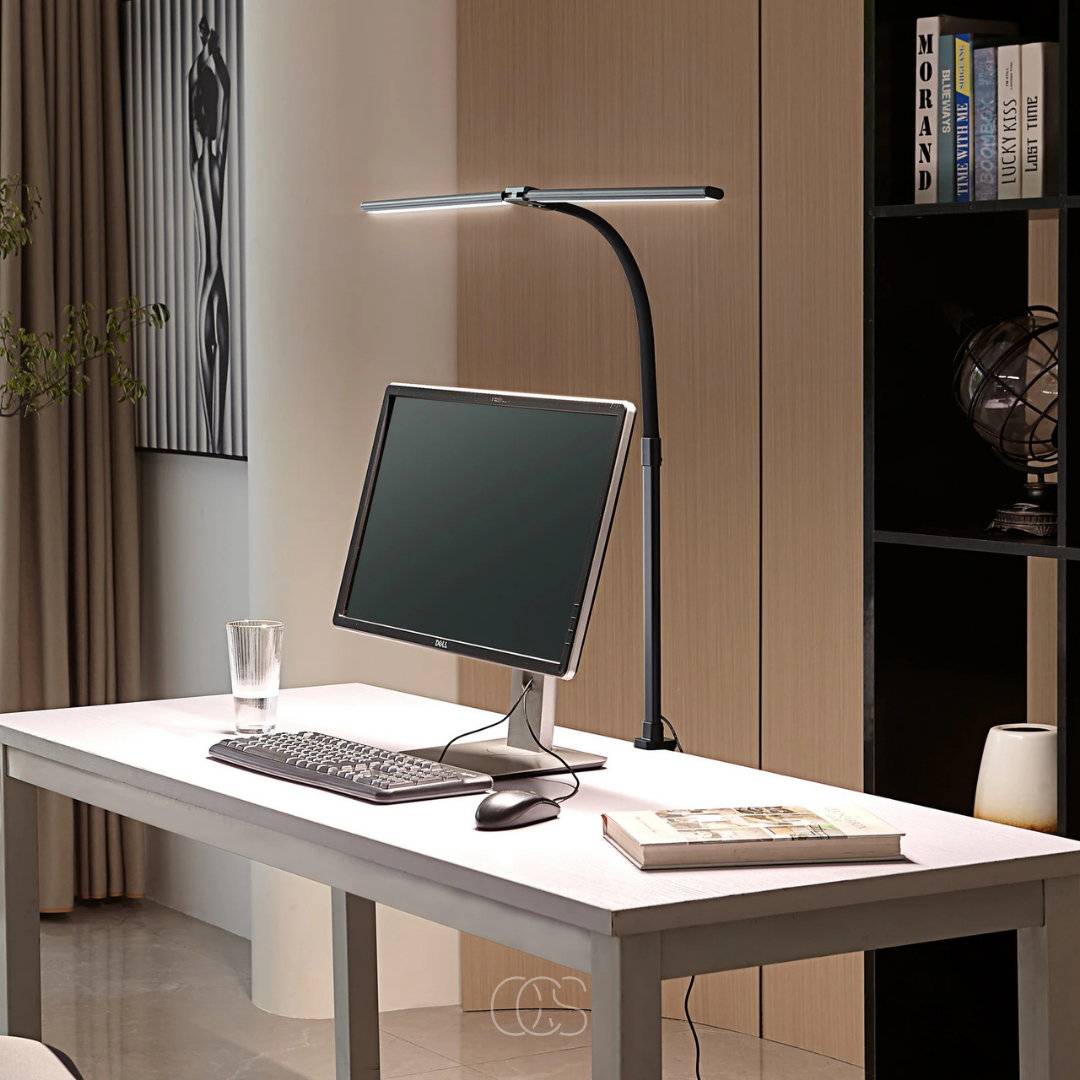 Desk Lamp Iron 97.5 cm (38.4") Black Home Office Dimmable LED Clamp Light Reading Study Task Lighting | Thomler