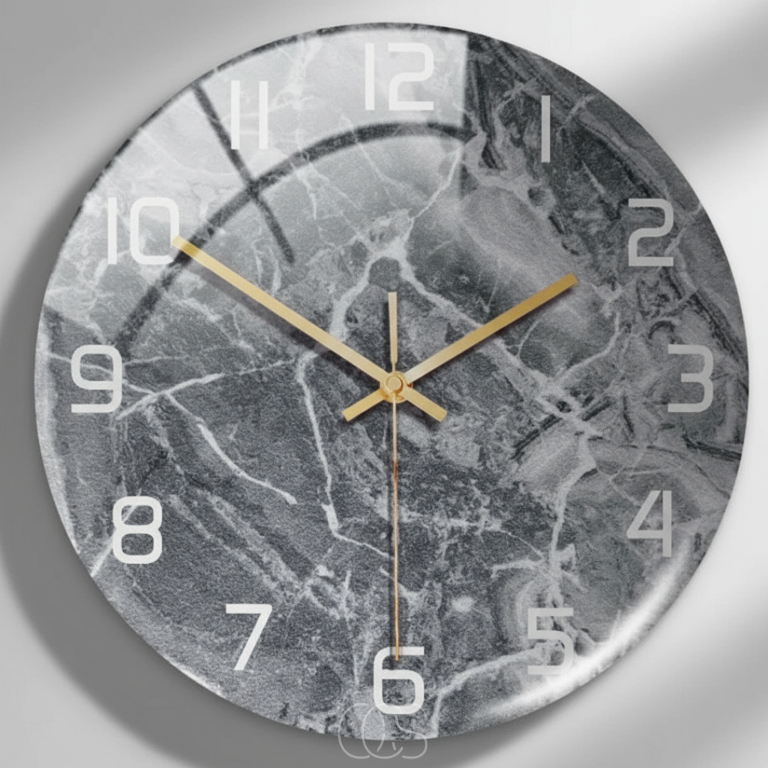 Marble Effect Silent Wall Clock 12 Inch Non-Ticking Decorative Modern Acrylic Round Clock for Living Room Bedroom Home Office | Thomler