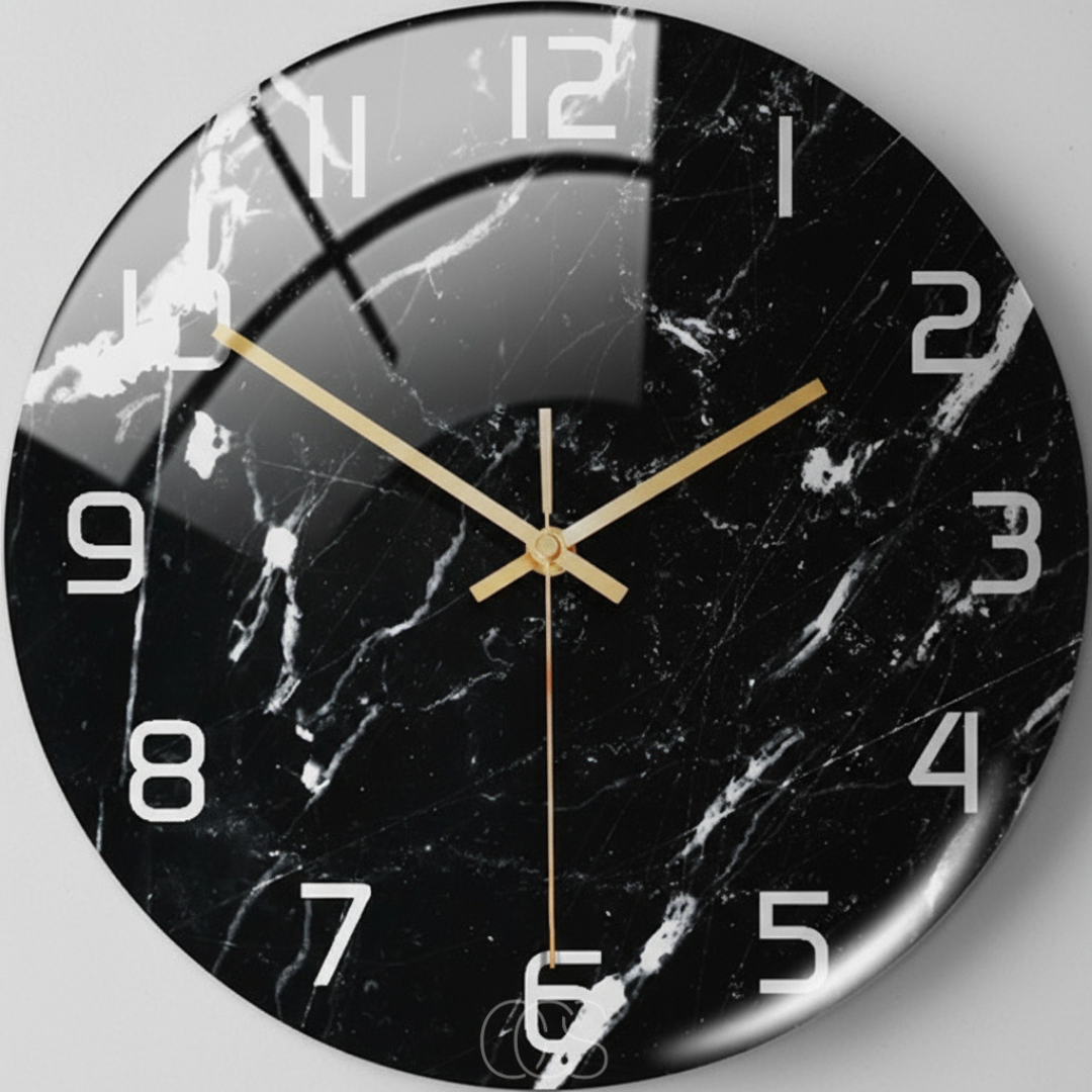 Marble Effect Silent Wall Clock 12 Inch Non-Ticking Decorative Modern Acrylic Round Clock for Living Room Bedroom Home Office | Thomler