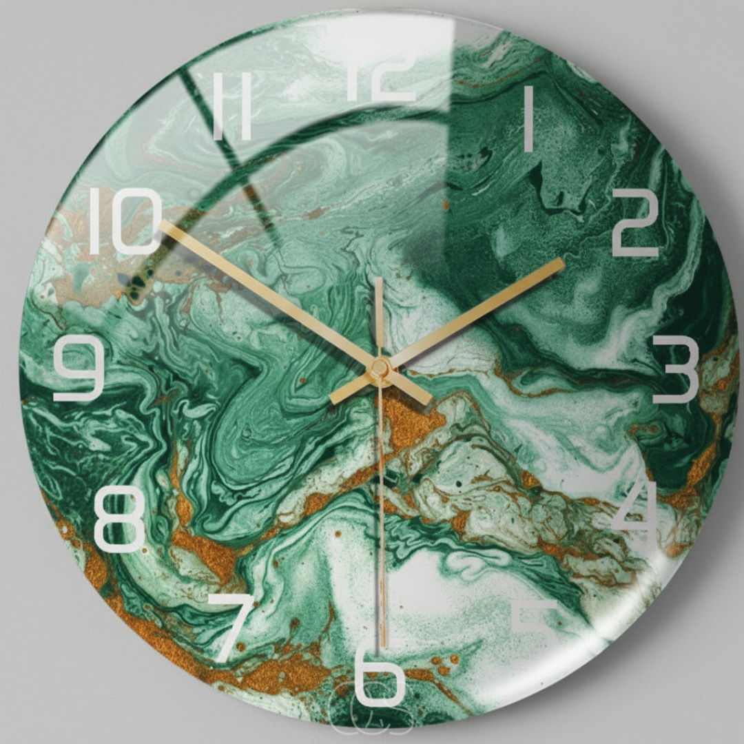Marble Effect Silent Wall Clock 12 Inch Non-Ticking Decorative Modern Acrylic Round Clock for Living Room Bedroom Home Office | Thomler