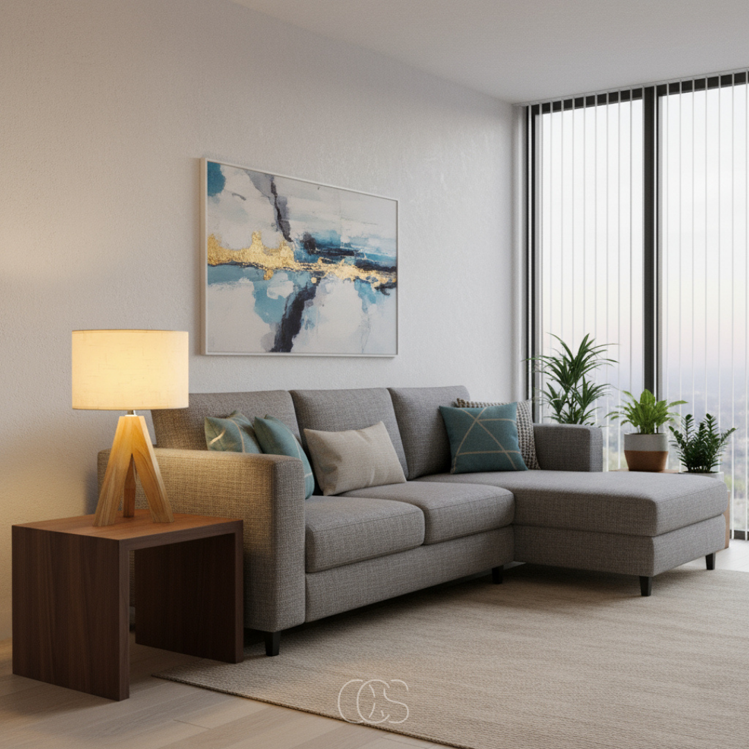 Compact Wood Table Lamp with Fabric Shade for Bedside, Dresser & Living Room | Warm Ambient Light | E14 Socket | Modern Minimalist Style | Thomler