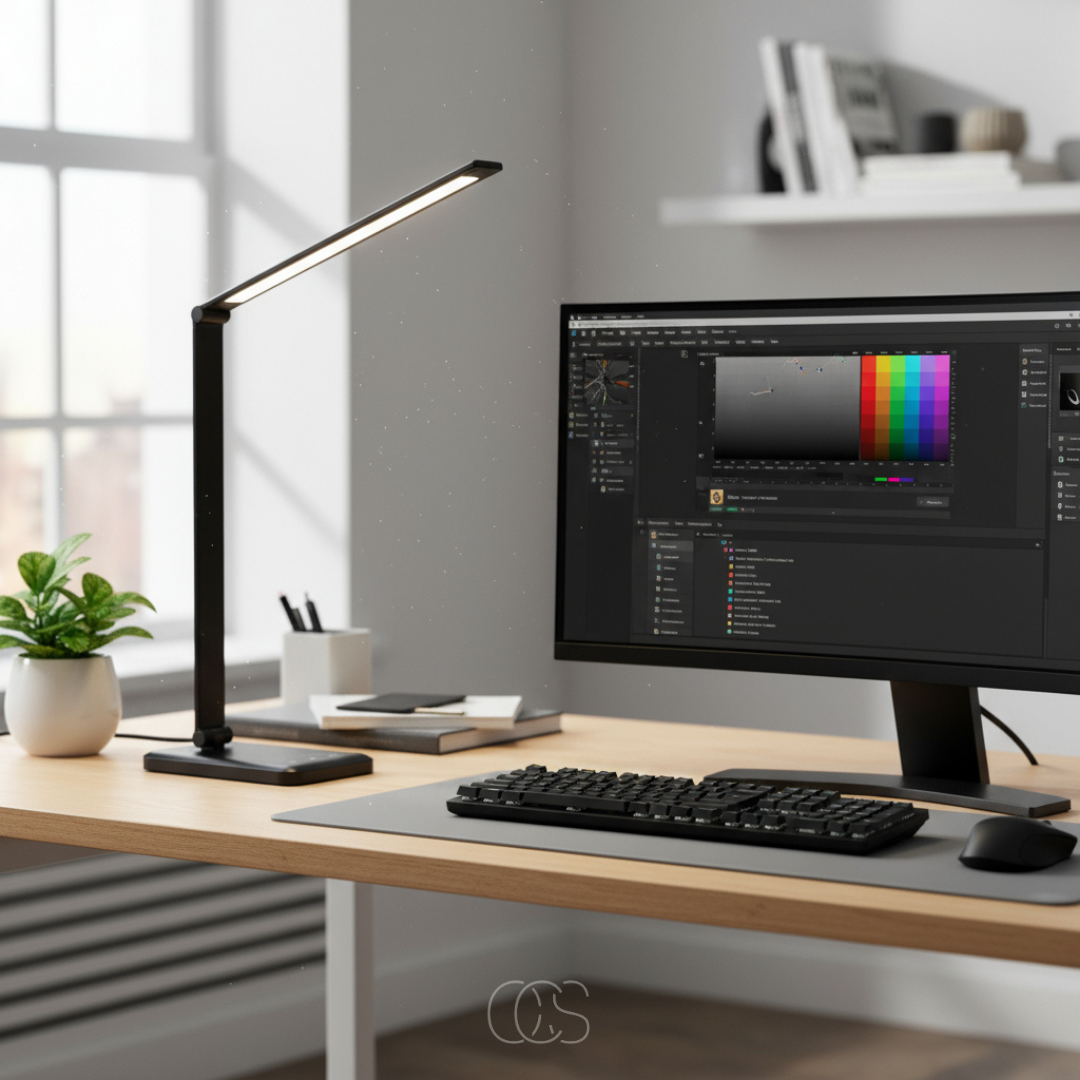 Adjustable LED Desk Lamp with Touch Control & Wireless Charging – Flicker-Free Reading Light for Home Office, Study & Workspace | Thomler