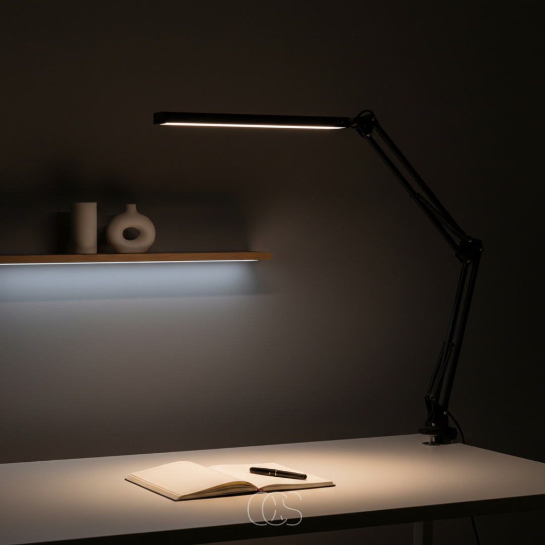 Adjustable Clamp-On LED Desk Lamp with Eye Care Technology & 360° Flexible Arm for Office, Reading, Crafting | Thomler