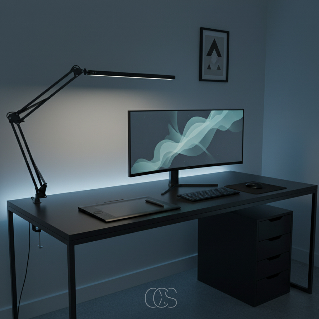 Adjustable Clamp-On LED Desk Lamp with Eye Care Technology & 360° Flexible Arm for Office, Reading, Crafting | Thomler