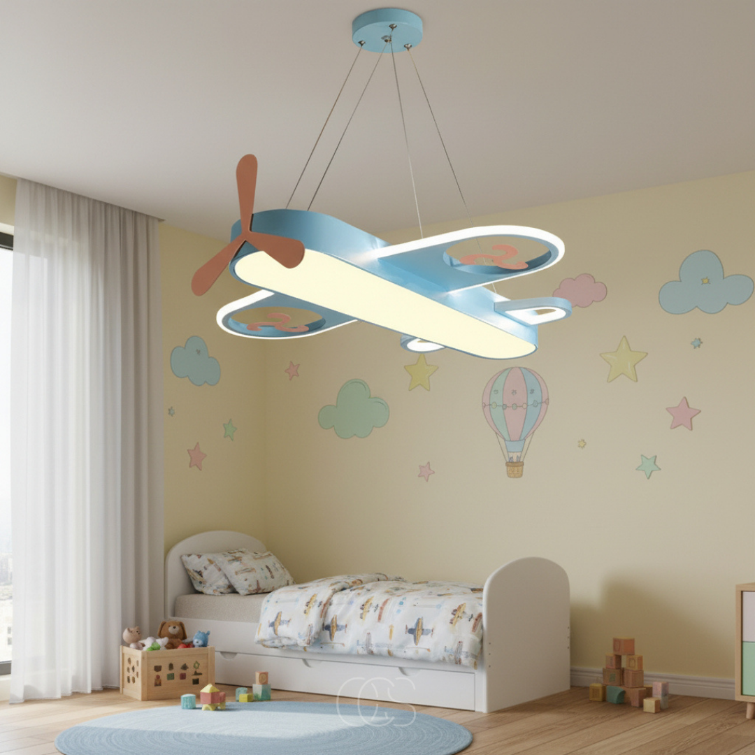 Pendant Light Acrylic Iron 55.0 cm Yellow Children Bedroom Airplane LED Dimmable Nursery Playroom Ceiling Hanging Lamp | Thomler
