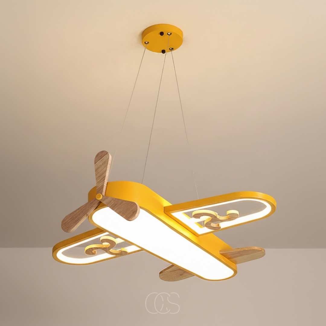 Pendant Light Acrylic Iron 55.0 cm Yellow Children Bedroom Airplane LED Dimmable Nursery Playroom Ceiling Hanging Lamp | Thomler