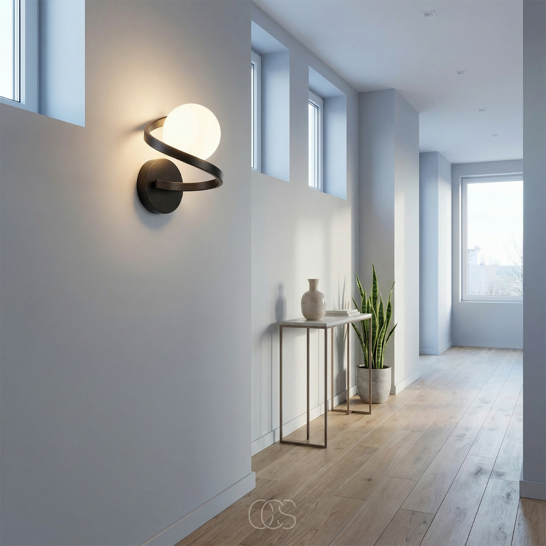 Modern Glass Globe Wall Sconce – Frosted Sphere Light with Metal Frame for Bedroom, Bathroom & Living Room – IP44 Rated G9 Fixture | Thomler