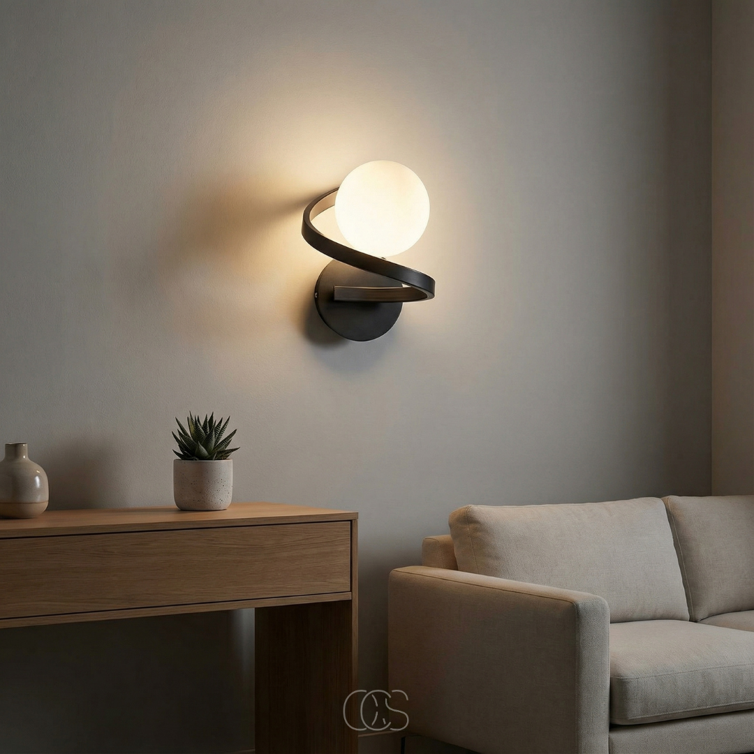 Modern Glass Globe Wall Sconce – Frosted Sphere Light with Metal Frame for Bedroom, Bathroom & Living Room – IP44 Rated G9 Fixture | Thomler
