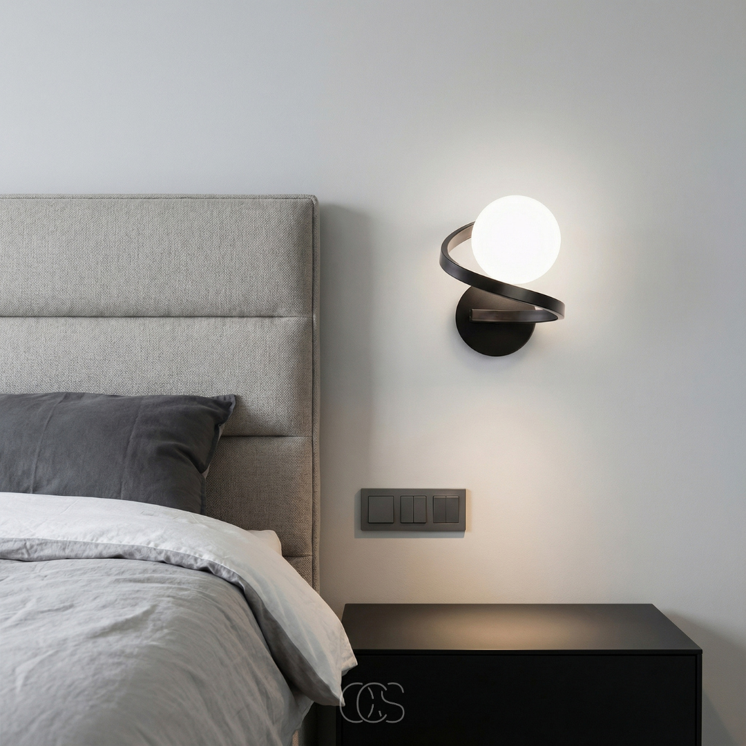 Modern Glass Globe Wall Sconce – Frosted Sphere Light with Metal Frame for Bedroom, Bathroom & Living Room – IP44 Rated G9 Fixture | Thomler