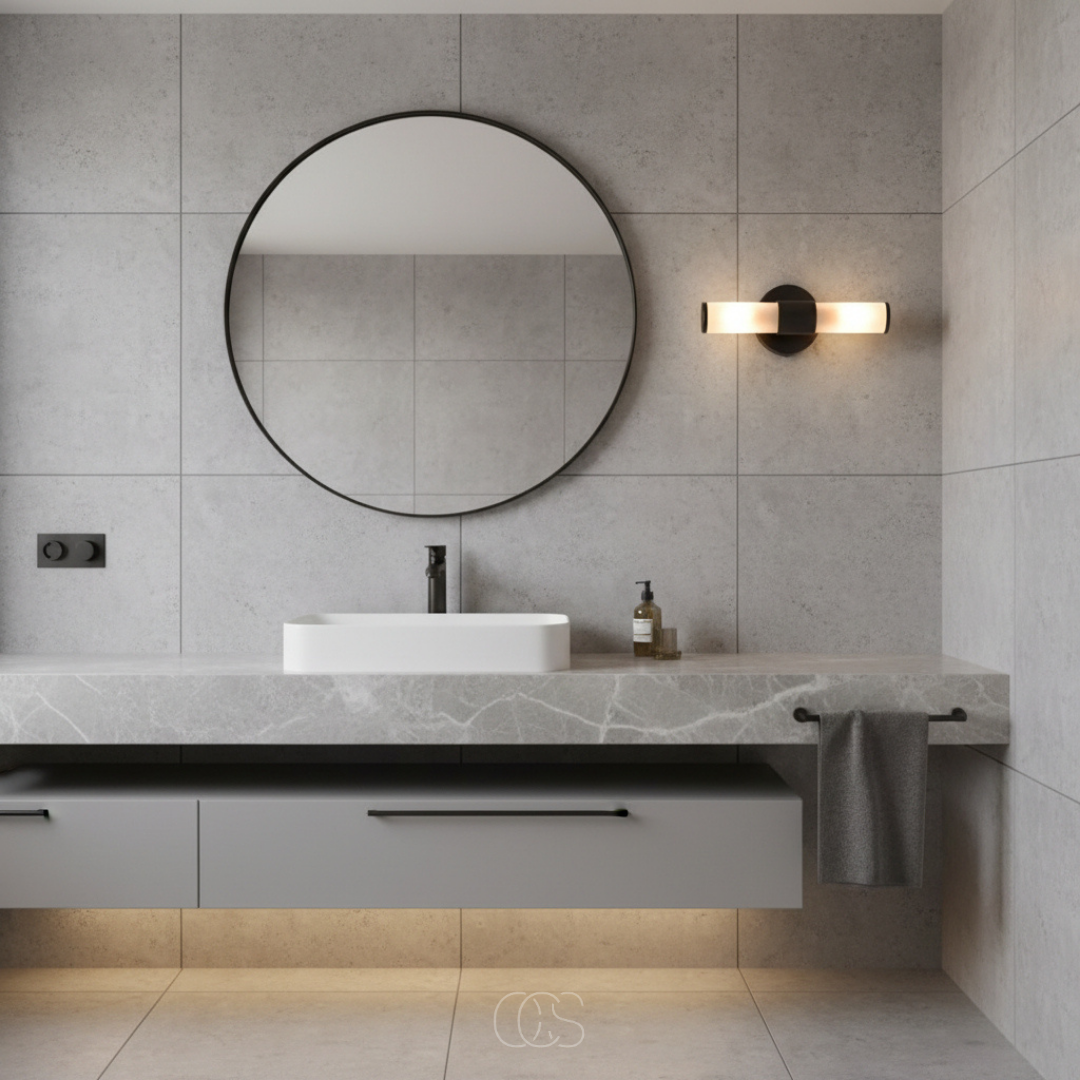 Dual-Beam Bathroom Wall Light with Frosted Glass Shade – Up & Down Lighting for Modern Bathrooms | Thomler