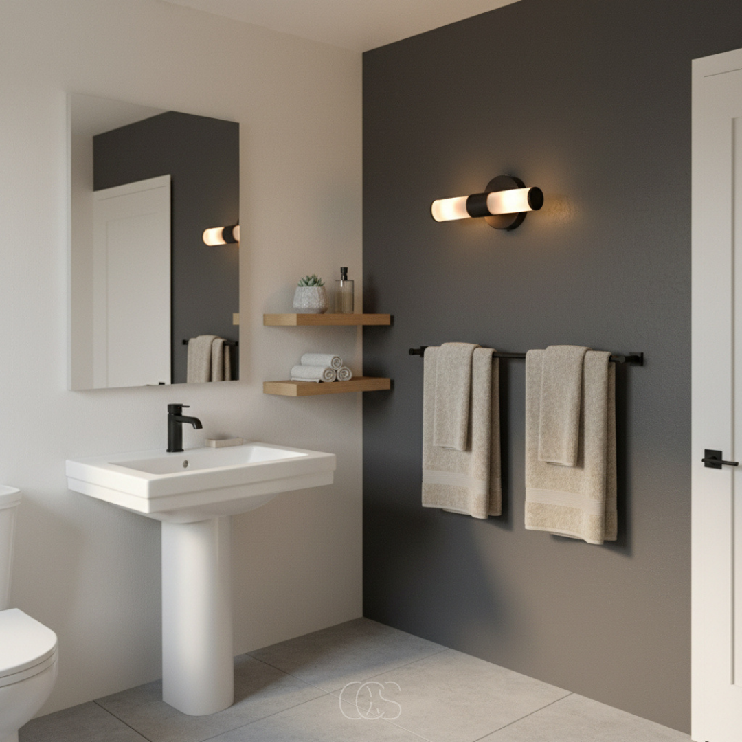 Dual-Beam Bathroom Wall Light with Frosted Glass Shade – Up & Down Lighting for Modern Bathrooms | Thomler